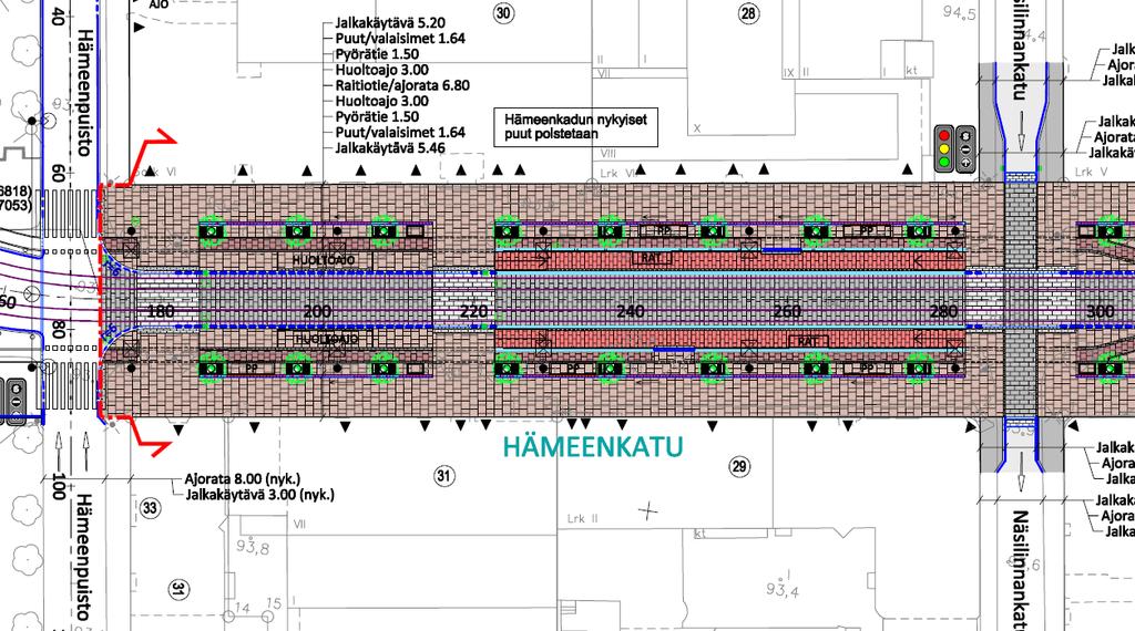 Hämeenkadun kokonaissaneeraus Katusuunnitelma hyväksytty yhdyskuntalautakunnassa 15.11.2016. Raitiotieallianssin toimitussisältöön kuuluu rata, pysäkit ja radan rakentamisen edellyttämät katutyöt.