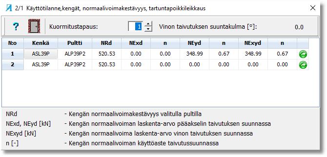 23 5.4 Seinäkenkäliitoksen laskenta. Valikkorakenne Seinäkenkä-pulttiliitoksen laskennan tulokset tarkastellaan valikosta Laskentatulokset. Valikko jakaantuu kolmeen tarkasteltavaa osa-alueeseen: 1.