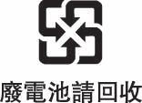 Taiwan: Euroopan Unioni Tietoja hävittämisestä: Tämä symboli tarkoittaa, että paikallisten lakien ja määräysten mukaisesti tuotetta ei saa hävittää kotitalousjätteen mukana.
