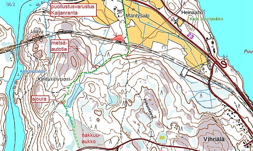 3. Havainnot Järvimaisemankadun pohjoispuolelle avattu hakkuuaukea, jonka itälaitaa kaapelilinja kulkee, oli kivistä ja vetistä, osin ojitettua suota.