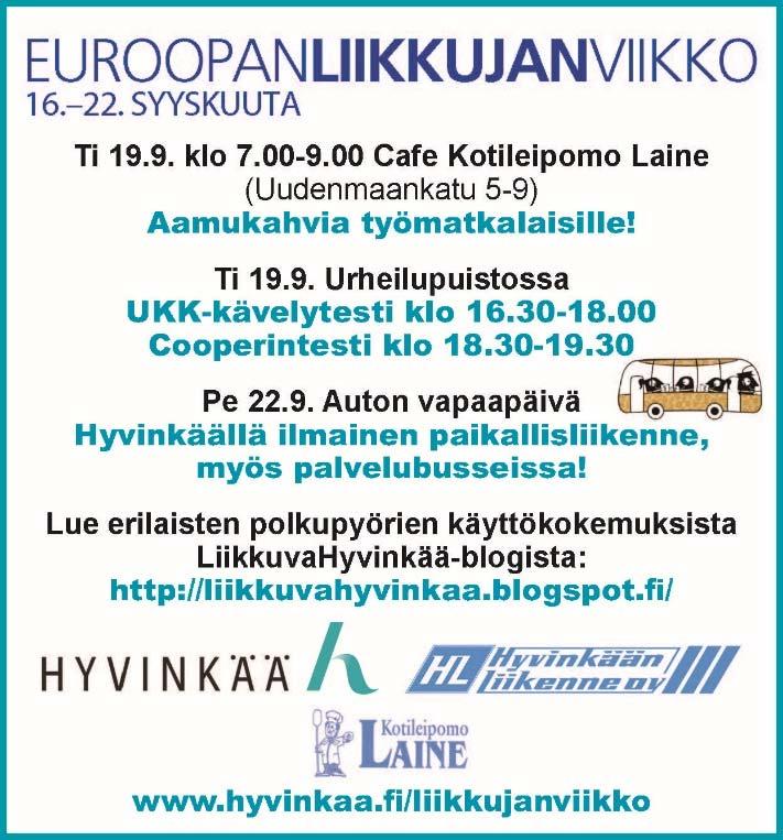 00 UKK-kävelytesti ti 19.9. klo 16.30-18.00 (19 osallistujaa) Cooperintesti ti 19.