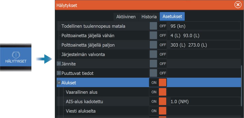 Voit toimia seuraavilla tavoilla: Jätä huomiotta - Hälytysääni lakkaa kuulumasta, ja ilmoitus sulkeutuu. Hälytys ei tule uudelleen näkyviin.