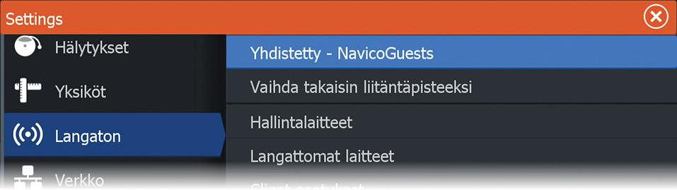 Tukiasemana toimivaan monitoiminäyttöön yhdistäminen Jos käytettävissäsi ei ole langatonta verkkoa, voit yhdistää puhelimen/tabletin suoraan monitoiminäyttöön, jos se on määritetty tukiasemaksi.