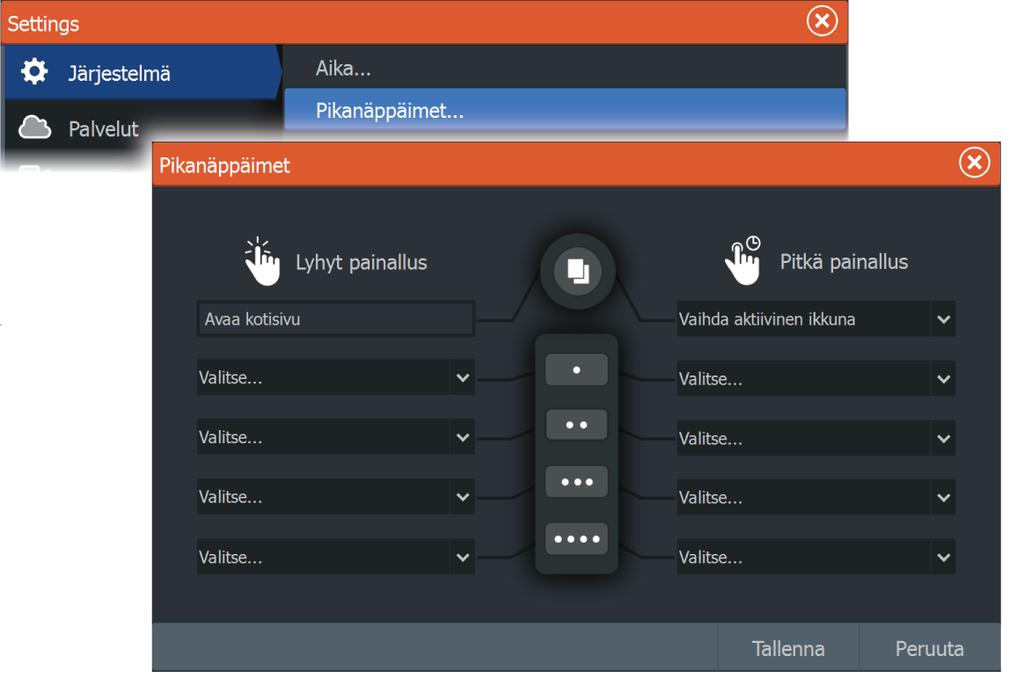 Ú Huomautus: Määritettävien painikkeiden määrä määräytyy laitteen koon mukaan.