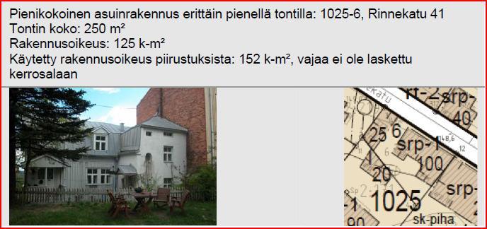 e = 0,73 Tontin pinta-ala 262 m2 Rakennusoikeus 130