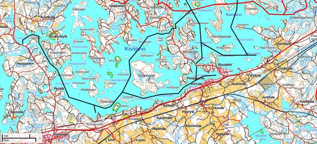 Järvet sijaitsevat Lahti-Kouvola-Lappeenranta Salpausselän pohjoispuolella. Hankealue on kallioisista ja metsäisistä saarista koostuvaa suhteellisen monimuotoista järvialuetta.