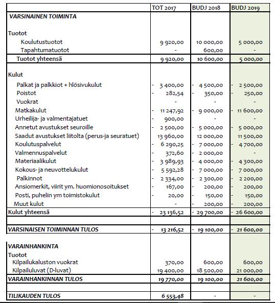Talousarvioesitys 2019 ESRA