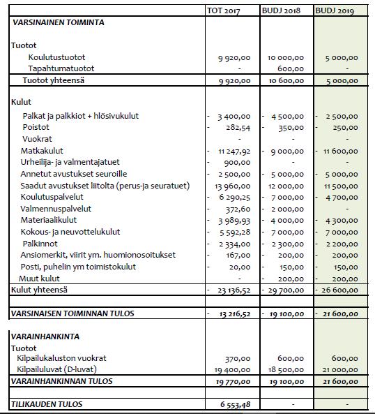 Talousarvioesitys 2019 ESRA