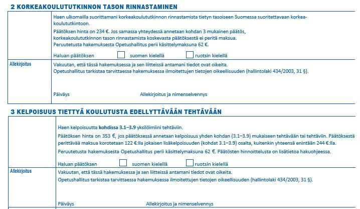 Hakulomakkeen täyttäminen: mitä