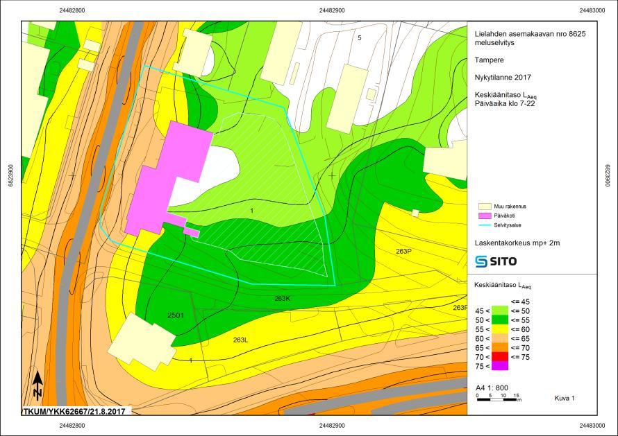 8 Ympäristönsuojelu ja ympäristöhäiriöt Asemakaava-alueen melutasoja tarkasteltiin erillisellä selvityksellä, (Sito Oy 2017), joka on asemakaavan liitteenä.
