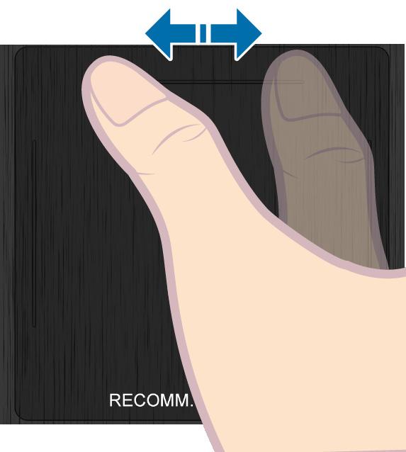 Tällainen vieritystapa sopii sekä oikea- että vasenkätisille.