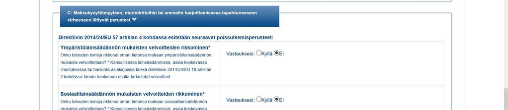 LIITE 1 5(11) 14. III-osan C-jakso. Täytä tässä osiossa näkyvät kohdat järjestyksessä. 15.