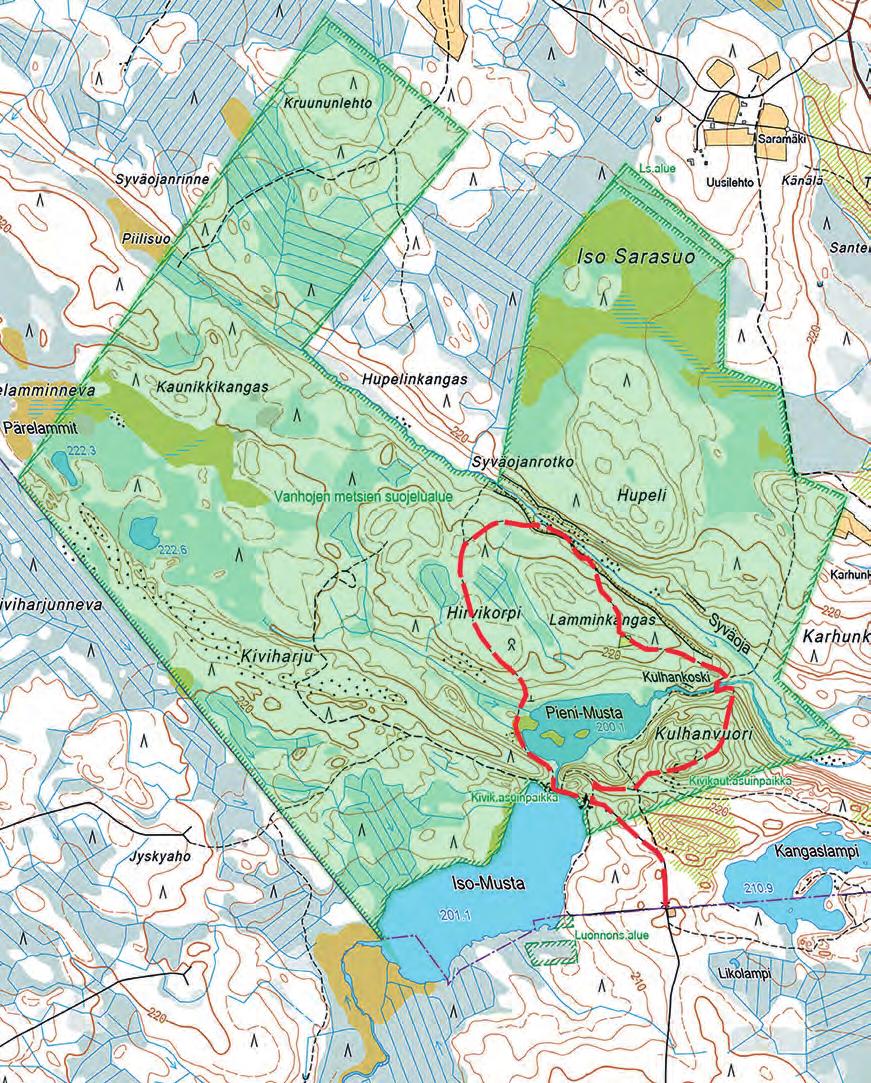 pituus Saarijärven alueella n. 40 km 0 km 0,5 km 1 km Sisältää Maanmittauslaitoksen Maastotietokannan 04/2014 aineistoa.