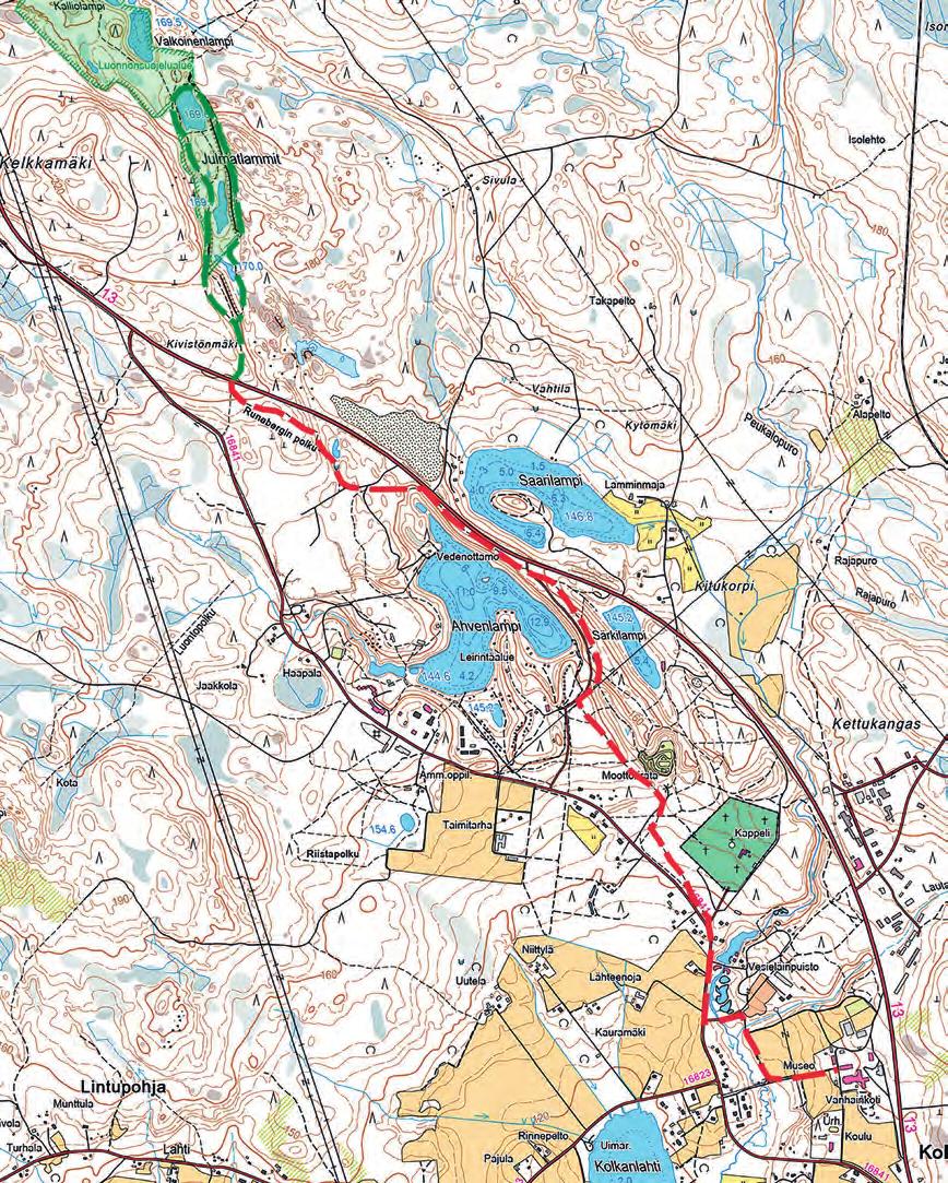 JULMAT LAMMIT, RUNEBERGIN POLKU HAIKANKÄRKI, MUINAIS- JA LUONTOPOLKU <-- Kokkola Saarijärvelle 6 km --> Pysäköintialue Nuotiopaikka Uimalaituri Muinais- ja Luontopolku,