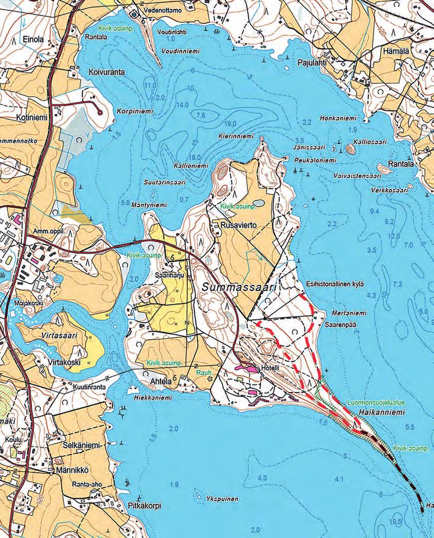0,6 km Kolkanlahdentie Summassaarentie Kivikirveentie Kivikauden kylä VT-13 Kokkolantie Pysäköintialue Nuotiopaikka 62 Uimalaituri Runebergin polku, reitin pituus 4 km Julmat