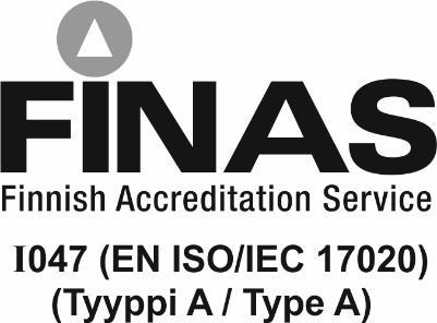 I047/M03/2018 Liite 1 / Appendix 1 Sivu / Page 1(7) AKKREDITOITU TARKASTUSLAITOS ACCREDITED INSPECTION BODY DEKRA INSPECTION OY Tunnus Code Tarkastuslaitos Inspection body Osoite Address www www I047