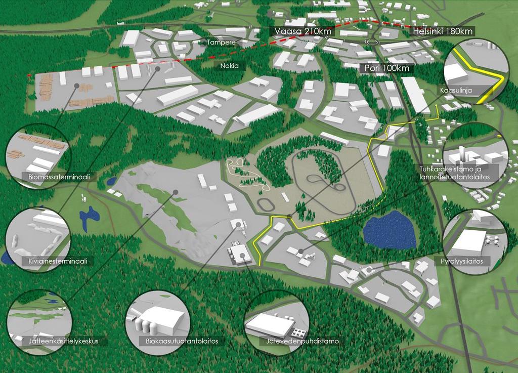 ECO3 rakentuu vaiheittain Tietoja Nokian, Tampereen ja Ylöjärven Kolmenkulmaan on rakentumassa täysin uudenlainen bio- ja kiertotalouden teollisen mittakaavan yrityspuisto.