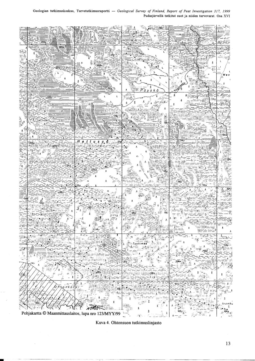 Geologian tutkimuskeskus, Turvetutkimusraportti - Geological Survey of Finland, Report of Peat nvestigation 37, 999 Pudasjärvellä