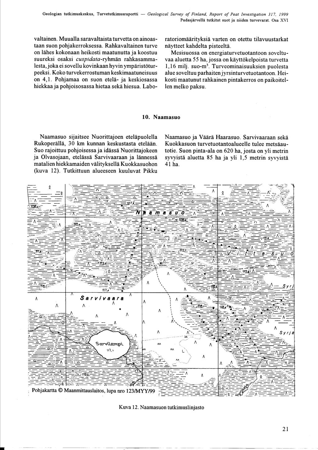 Geologian tutkimuskeskus, Turvetutkimusraportti - Geological Survey of Finland, Report of Peat nvestigation 37, 999 PudasjÄrvellÄ tutkitut suot ja niiden turvevarat Osa XV valtainen Muualla