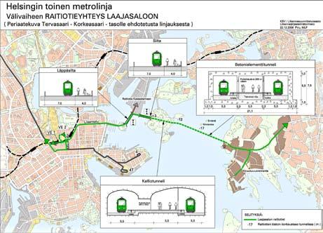 Jätkäsaaren raitiotieverkko tullaan toteuttamaan vaiheittain siten, että ensimmäisessä vaiheessa raitiolinjojen päätepysäkki asettunee Saukonpaaden alueelle ja sataman liikenne todennäköisesti