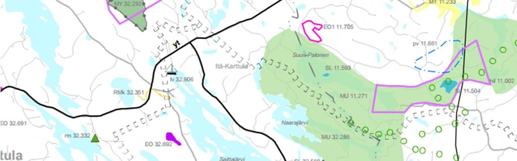 2 Alueen kaavoitustilanne Reittiä suunniteltaessa on selvitetty reitin vaikutusalueen kaavoitustilanne. Suunnittelussa on huomioitu myös alueen muut maankäyttötarpeet.