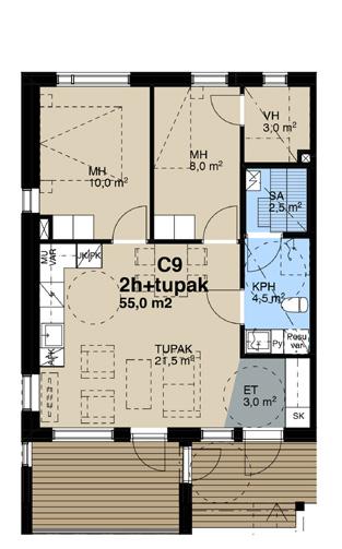 Puhuri C9, 3h+k+s, 55,0 m2