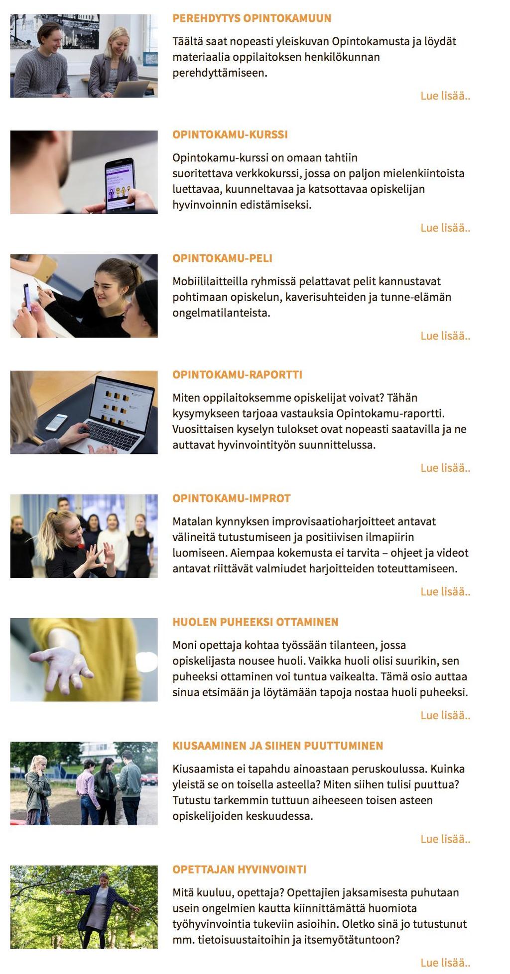 OPINTOKAMU-TYÖKALUT TUKEA HENKILÖKUNNALLE Henkilökunnan perehdytys