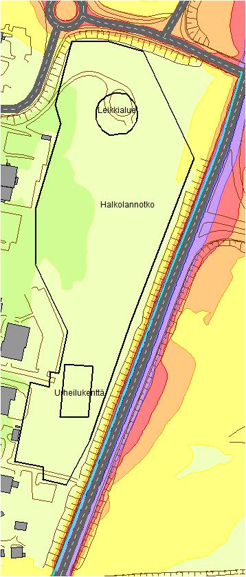 Halkolannotkon virkistysalue Laskentojen perusteella Halkolannotkoon on mahdollista sijoittaa virkistysalueen toimintoja sijoittamalla aivan Turuntien varrelle, tien tasolle kolme metriä korkea