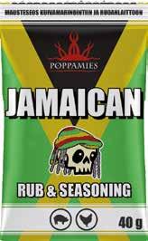 Koko: 200 g / HoReCa Tulisuus: 4/10 LOUISIANA CHICK- EN RUB ONE FOR ALL RUB & SEASONING JAMAICAN RUB & SEASONING ORIGINAL TEX MEX