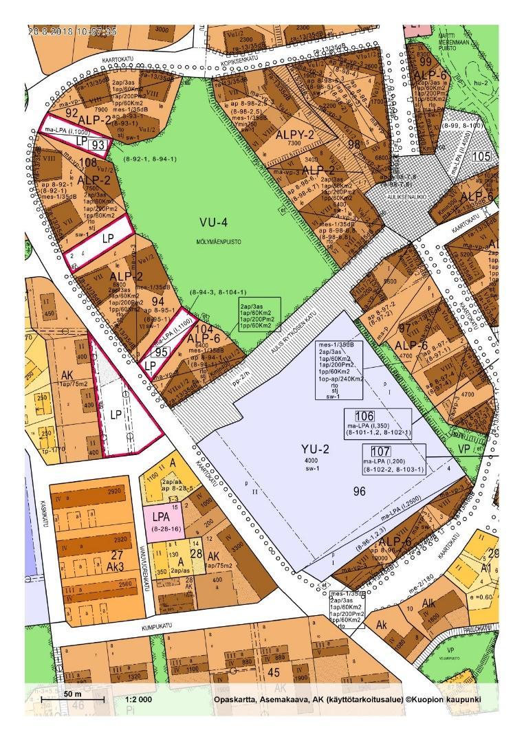 Kuopion kaupunki Keskuskentän jalkapallostadion 15 8 KAAVALLINEN TILANNE Keskustan osayleiskaavatyö on käynnissä. Sen strategisia tavoitteita on kuvattu keskustan Master Plan 2025 luonnoksessa.