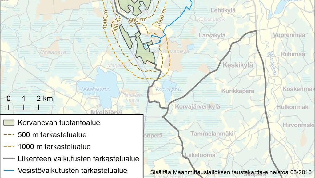 Pöly ja melu Tarkastelualue ulottuu 1 km etäisyydelle suunnitellusta tuotantoalueesta.