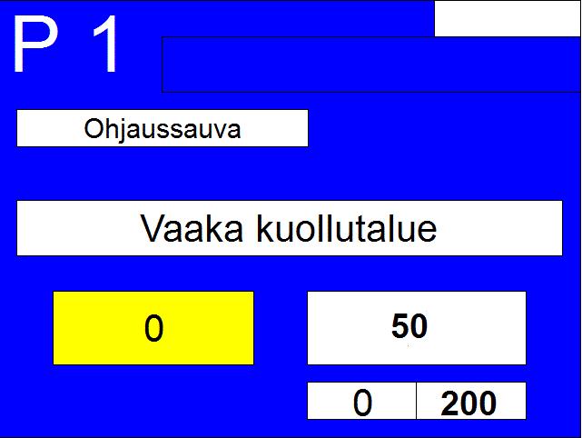 Pysty kuollut alue P1.3 Kuva 19. Arvon tallennus - asetuksella säädetään ohjaussauvan pystysuuntaista vapaaliikealuetta Keinun kuollut alue P1.