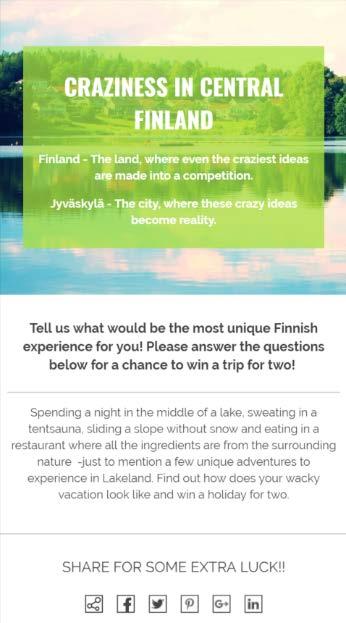 Alvar Aalto - tavoitteena ohjata verkkosivulle kävijöitä, lisätä tietoisuutta Jyväskylästä Alvar Aallon kaupunkina Tapahtumat Tavoitteena lisätä tapahtumien tunnettuutta ja ohjata liikennettä Visit
