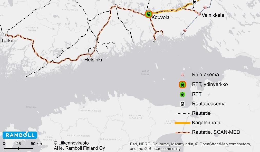 raideyhteys on osana TEN-T ydinverkkoa Henkilöliikenteen osalta tärkein solmukohta on Helsinki sekä Turku, jonne on vaihtoyhteys Pasilasta Pohjois-Karjalasta yhteytenä Kouvolaan, Helsinkiin ja