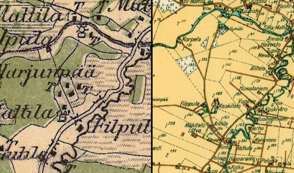 Filppula kortteli 2143, Asemakaavamuutoksen selostusehdotus 5 Historiallisia karttoja, jotka kuvaavat alueen maankäytön kehitystä.