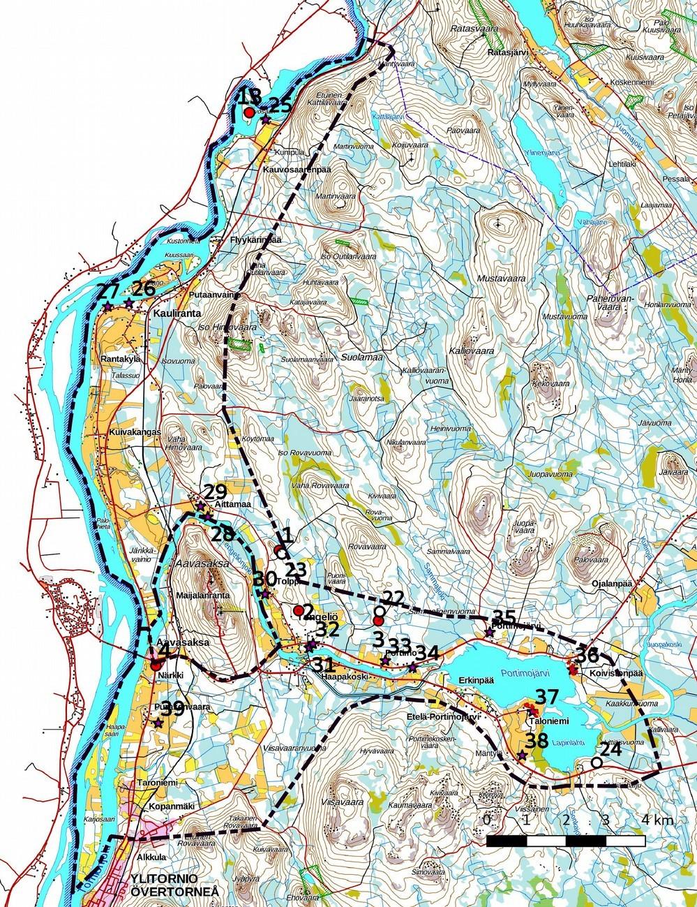 24 Kartta 8a. Pohjoinen kaava-alue, aluerajaus katkoviivana.