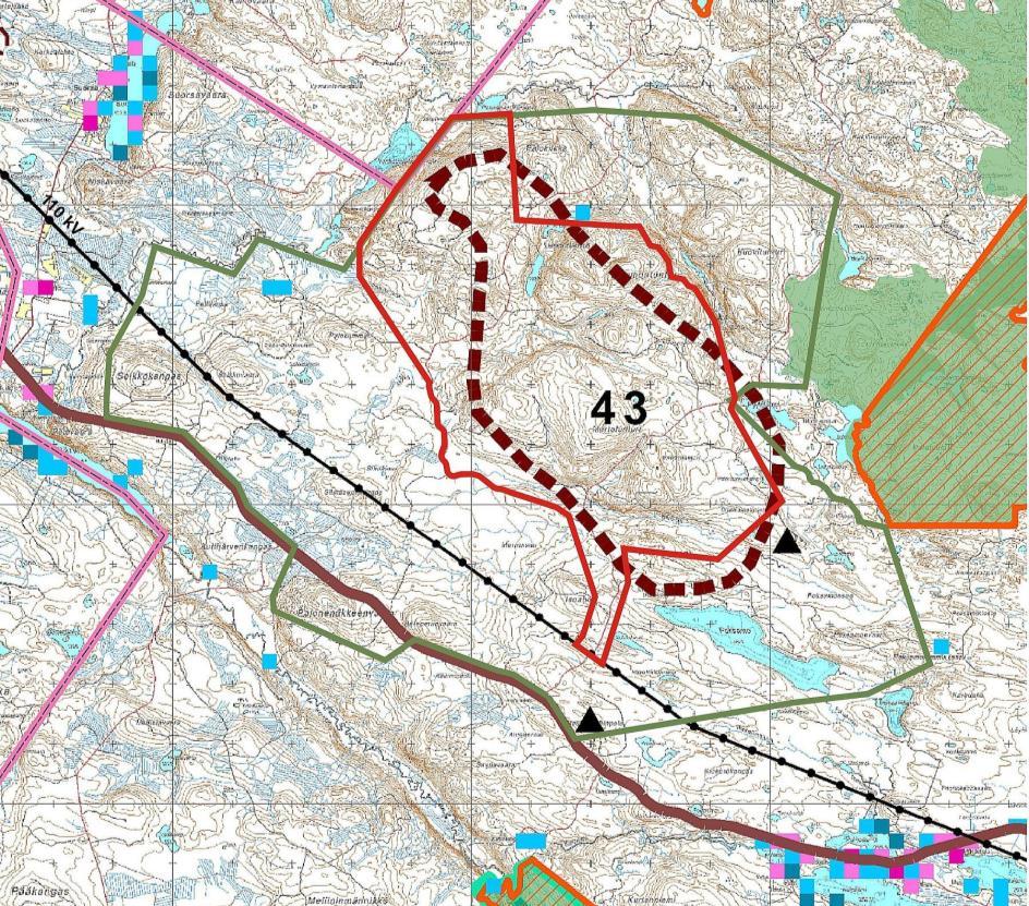 POSION KUNTA 22 Kuva 11. Ote Lapin eteläisten osien tuulivoimaselvityksestä, kohde 43 Posio.