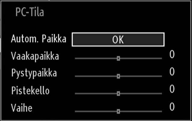 Paina MENU -näppäintä poistuaksesi. Kuvan asetusten valikkokohdat Tila : Voit asettaa haluamasi tila-vaihtoehdon.