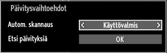 Käyttö Paina tai painikkeita kohdan valitsemiseksi. Käytä tai painikkeita option asettamiseksi. Paina OK-painiketta alavalikon katsomiseksi.