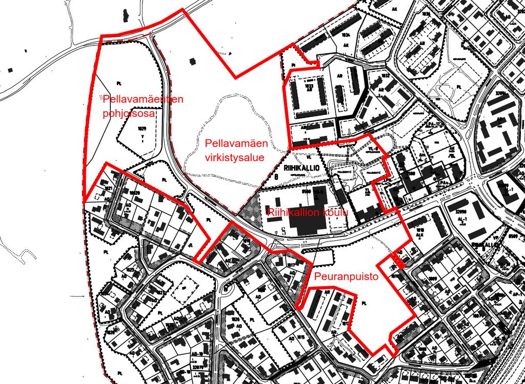 TUUSULAN KUNTA Sivu 3 / 8 Alustavassa aluerajauksessa on huomioitu Pellavamäentien pohjoisosan täydennysrakentaminen, Pellavamäen virkistysalue, Riihikallion koulun tontin mahdollinen laajentuminen