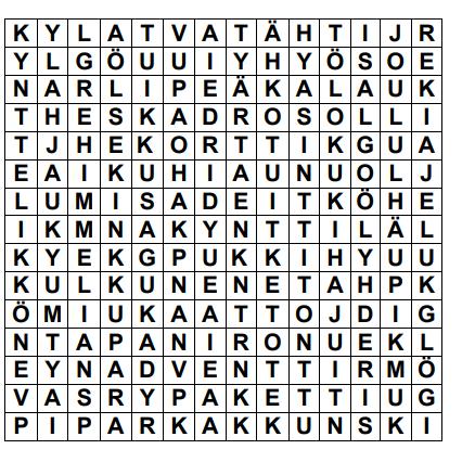 AIVOPÄHKINÖITÄ 9 Etsi 24 jouluista sanaa.