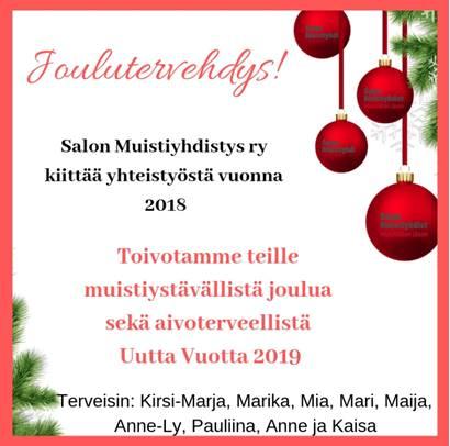 1 Sisällys... 1 TOIMINNANJOHTAJAN TERVEISET... 2 MUISTIKYLÄN TERVEISET... 3 MEMONIN TERVEISET... 4 MUISTISAIRAUTTA SAIRASTAVILLE HENKILÖILLE.