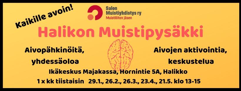 MUISTIKAHVILA SOMEROLLA PERJANTAINA 11.1., 25.1., 8.2., 22.2., 8.3., 22.3., 5.4., 3.5., 17.5., 31.5. klo 10-11:30, Toimistohotelli, Heikintie 5, Somero.