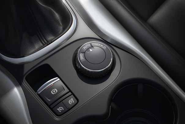 Vetotapaa voidaan vaihtaa kätevällä kiertosäätimellä, jossa on kolme asentoa: 2WD/4WD, Lock tai Auto.