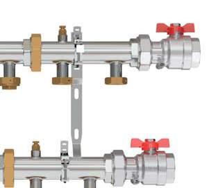 Jakotukki Qmax 6, 6 lähtöä, rungon koko 2 P = 598 mm Liitinosat 2. Tuotenro 243 51 66 LK Palloventtiili 2" Asennuspituus = 99 mm 3. Tuotenro 243 51 67 LK Tulppa 2" Qmax-jakotukin tulppaamiseen 4.