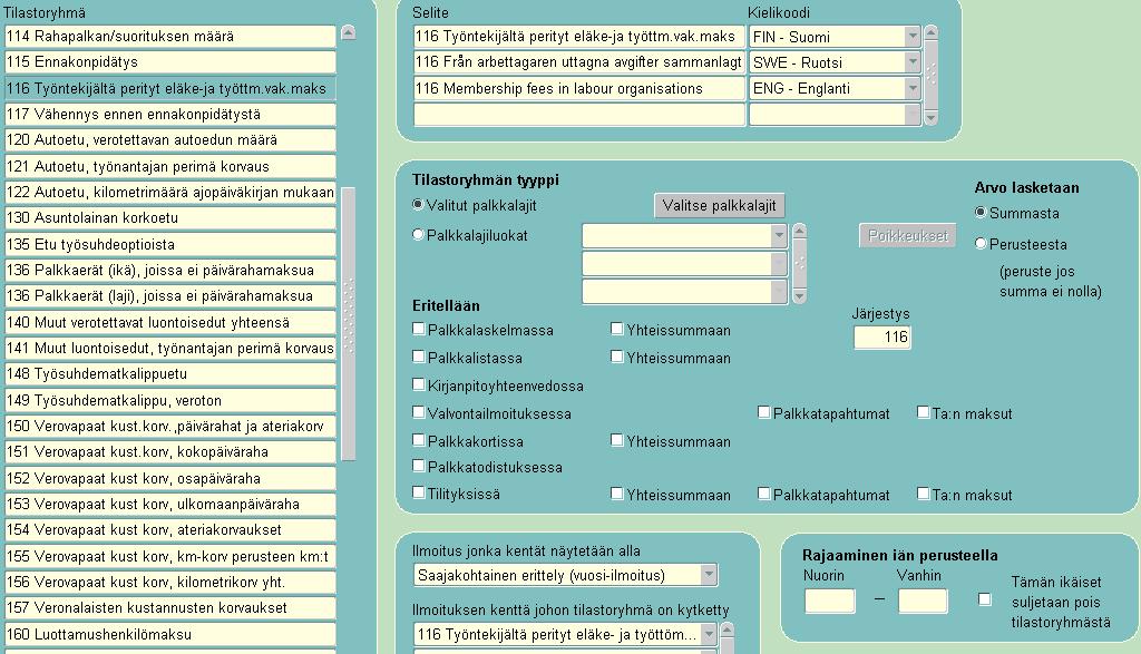 116 Työntekijältä perityt eläke- ja työttm.vak.