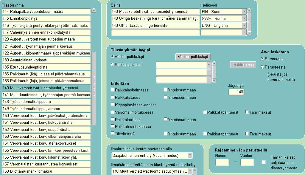 140 Muut verotettavat luontoisedut yhteensä