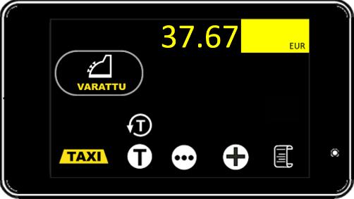 Taksimittarin tila Taksimittarin näyttö Toimenpide Saavutte ensimmäisenä matkan päättävän asiakkaan matkan kohteeseen KEL1-4 Siirry Kassa-tilaan painamalla painiketta Taksimittari