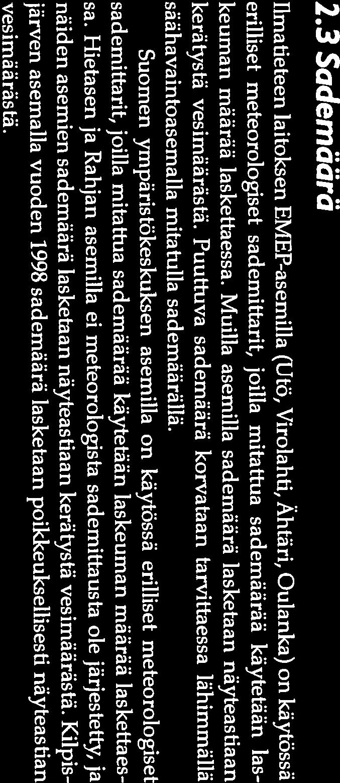 on käytössä kerätystä vesimäärästä. Puuttuva sademäärä korvataan tarvittaessa lähimmällä säähavaintoasemalla mitatulla sademäärällä.