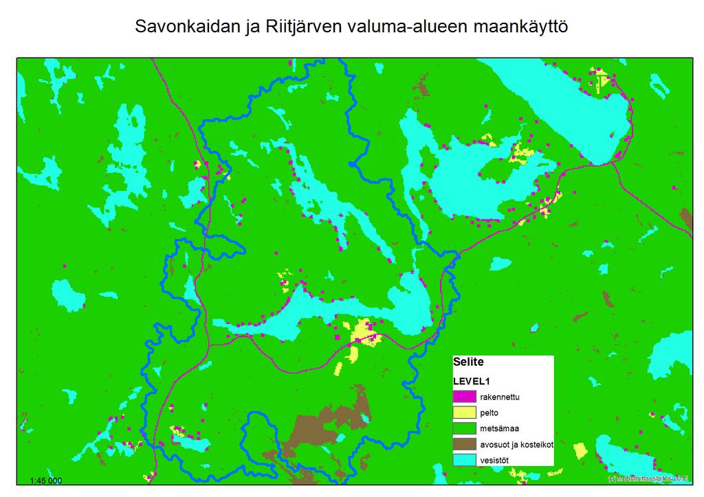 1.2 Valuma-alueen maankäyttö Savonkaidan ja Riitjärven valuma-alue sijaitsee Ruokolahden kunnan pohjoisosissa, aivan Etelä-Savon ja - Karjalan maakuntien rajalla.